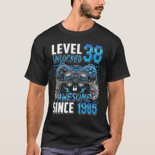 Camiseta Nivel 38 desbloqueado increíble desde 1985 38º cum