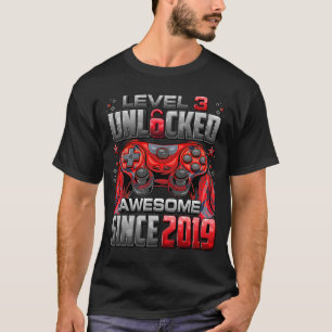 Camiseta Nivel 3 Desbloqueado desde 2019 Tercer cumpleaños
