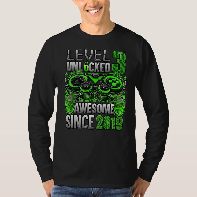 Camiseta Nivel 3 Desbloqueado desde 2019 Tercer cumpleaños (Anverso)