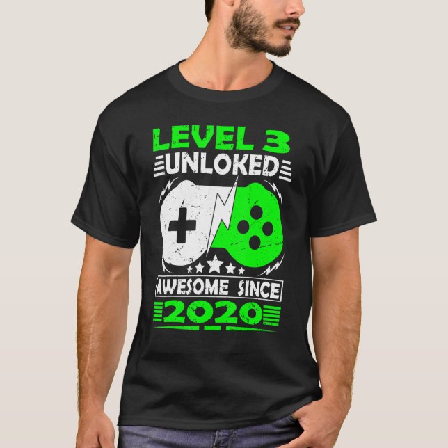 Camiseta Nivel 3 Desbloqueado desde 2020 Tercer cumpleaños  (Anverso)