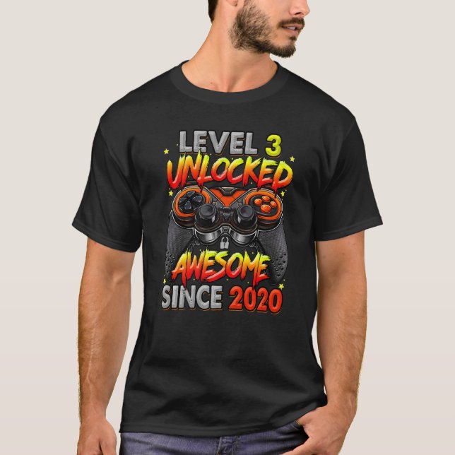 Camiseta Nivel 3 Desbloqueado desde 2020 Tercer cumpleaños  (Anverso)