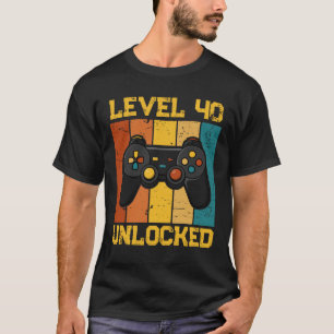 Camiseta Nivel 40 Cumpleaños Retro Desbloqueado