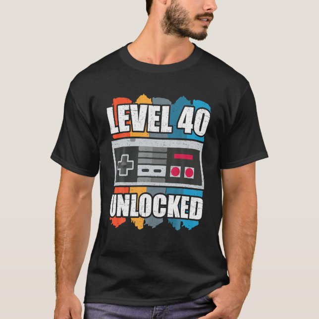 Camiseta Nivel 40 Desbloqueado 40.º Jugador de Video de Cum (Anverso)