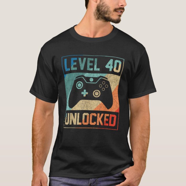 Camiseta Nivel 40 Desbloqueado 40 Video Gamer 40 cumpleaños (Anverso)