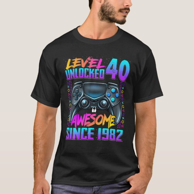Camiseta Nivel 40 Desbloqueado Impresionante Desde 1982 40º (Anverso)