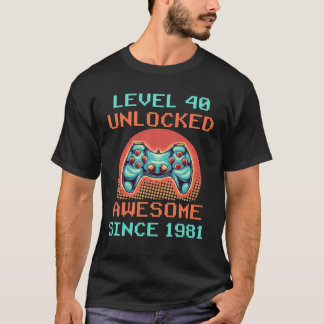 Camiseta Nivel 40 Desbloqueado Impresionante videojuego 198