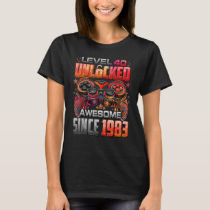 Camiseta Nivel 40 desbloqueado increíble desde 1983 40º cum