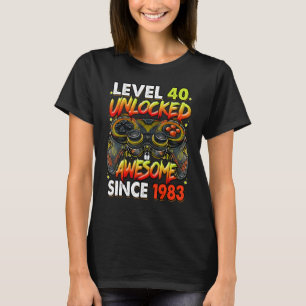 Camiseta Nivel 40 desbloqueado increíble desde 1983 40º cum