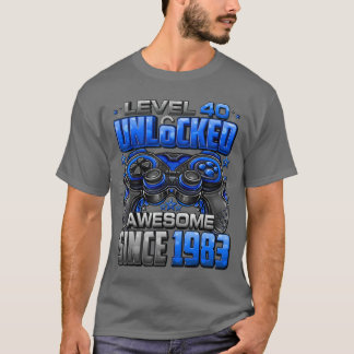 Camiseta Nivel 40 Desbloqueado Increíble Desde 1983 Cumplea