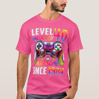 Camiseta Nivel 40 Desbloqueado Increíble Desde 1984 Cumplea