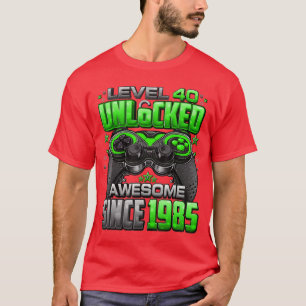 Camiseta Nivel 40 Desbloqueado Increíble Desde 1985 Cumplea
