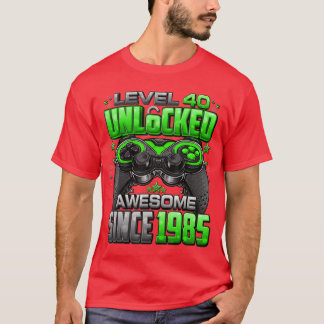 Camiseta Nivel 40 Desbloqueado Increíble Desde 1985 Cumplea