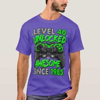 Camiseta Nivel 40 Desbloqueado Increíble Desde 1985 Cumplea