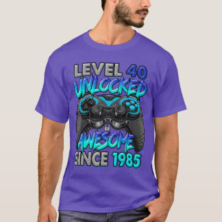 Camiseta Nivel 40 Desbloqueado Increíble Desde 1985 Cumplea