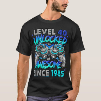 Camiseta Nivel 40 Desbloqueado Increíble Desde 1985 Cumplea