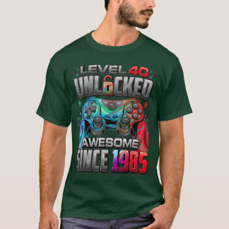 Camiseta Nivel 40 Desbloqueado Increíble Desde 1985 Cumplea
