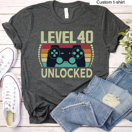 Camiseta Nivel 40 Juegos de Vintage sin bloquear 40 cumplea