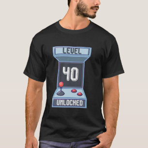 Camiseta Nivel 40 Jugador de cumpleaños Retro Arcade desblo