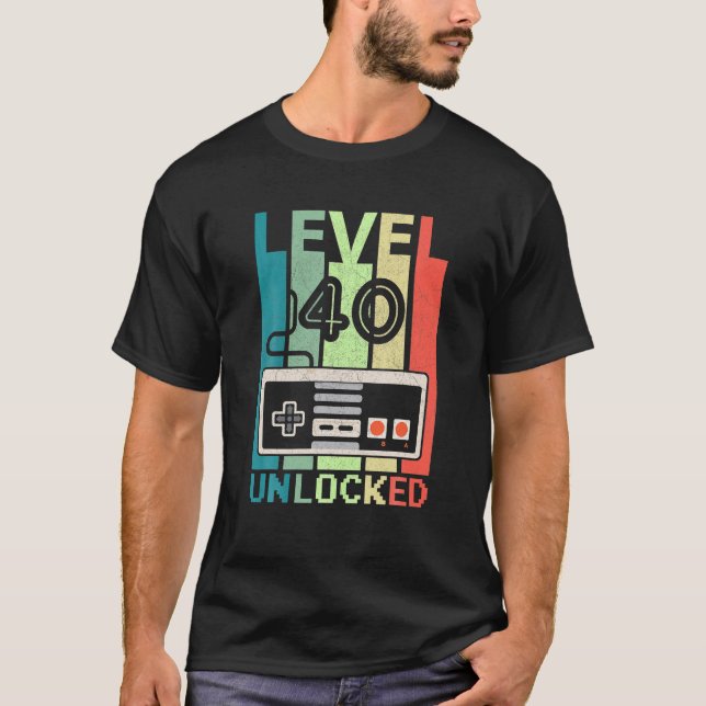 Camiseta Nivel 40 Video Gamer desbloqueado 40 Regalos de cu (Anverso)