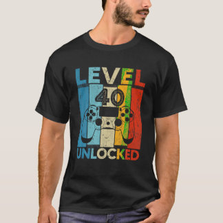 Camiseta Nivel 40 Videojuego 40 cumpleaños desbloqueado 40 