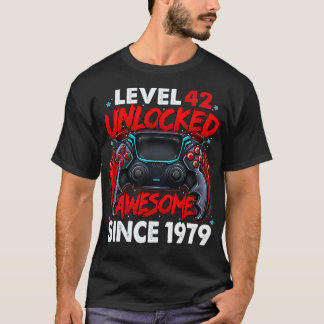 Camiseta Nivel 42 Desbloqueado desde 1979 42º cumpleaños