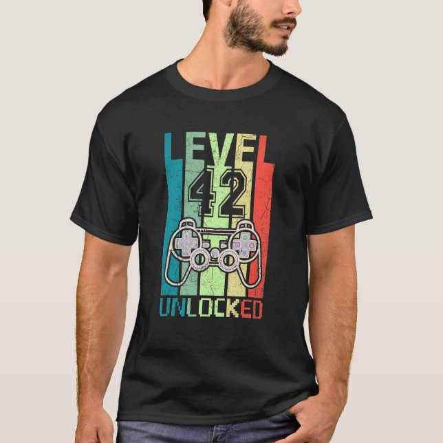 Camiseta Nivel 42 Video Gamer desbloqueado 42º cumpleaños (Anverso)