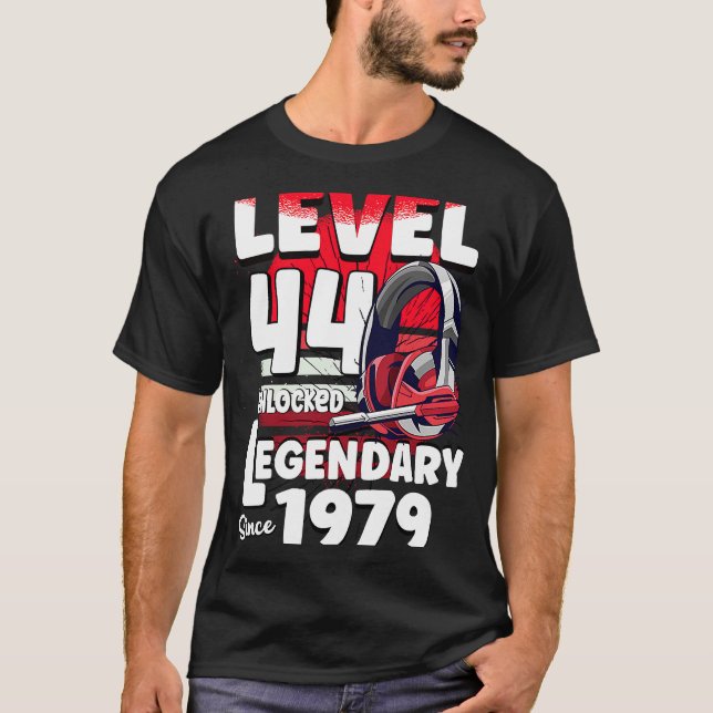 Camiseta Nivel 44 años de edad Desbloqueado desde 1979 44th (Anverso)