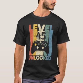 Camiseta Nivel 45 Desbloqueado Gracioso Video Gamer 45º Cum