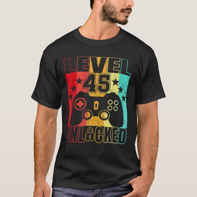 Camiseta Nivel 45 Hombres Juerguistas Desbloqueados 45 Años (Anverso)