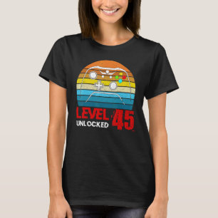 Camiseta Nivel 45 Video Gamer desbloqueado 45º cumpleaños h