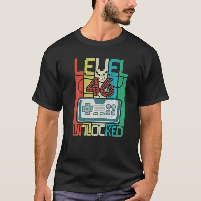 Camiseta Nivel 46 Video Gamer desbloqueado 46 cumpleaños (Anverso)