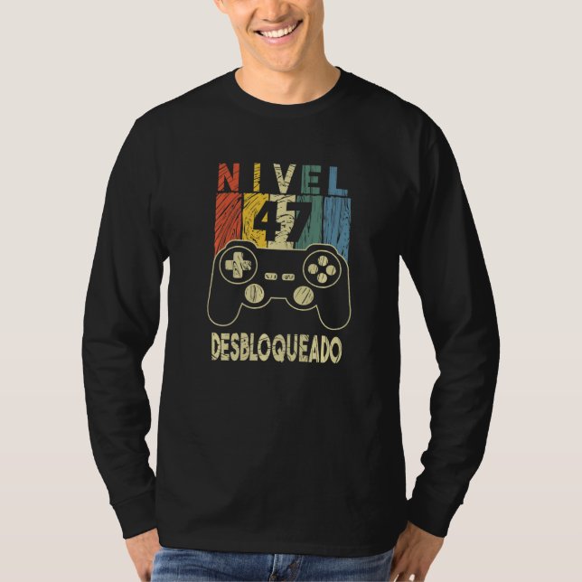 Camiseta Nivel 47 Desbloqueado Gamer 47 Años Hombre (Anverso)