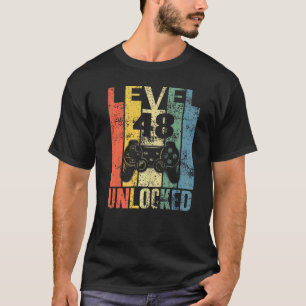 Camiseta Nivel 48 Desbloqueado 48º Cumpleaños Para Los Vide