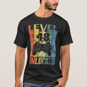 Camiseta Nivel 48 Desbloqueado 48º Cumpleaños Para Los Vide
