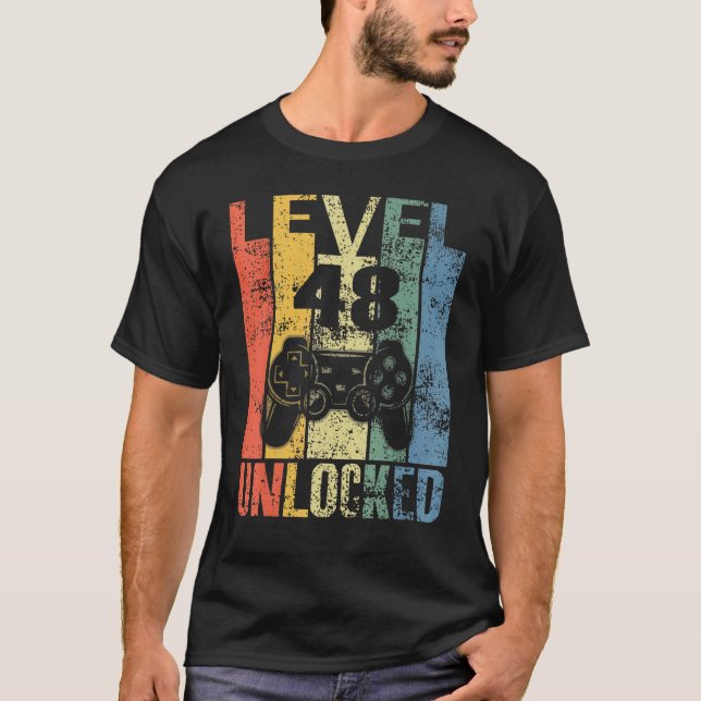Camiseta Nivel 48 Desbloqueado 48º Cumpleaños Para Los Vide (Anverso)