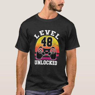 Camiseta Nivel 48 Desbloqueado 48 Años Retro 80S 48º Nacimi