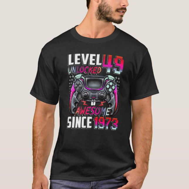 Camiseta Nivel 49 Desbloqueado Impresionante desde 1973 49º (Anverso)