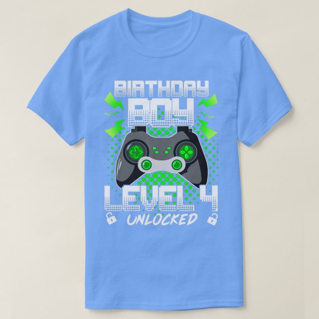 Camiseta Nivel 4 Desbloqueado 4º cumpleaños regalo Videojue (Diseño del anverso)