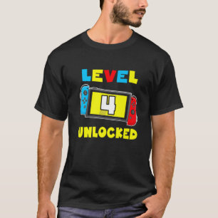 Camiseta Nivel 4 Desbloqueado 4º Juego De Videojuegos De Cu