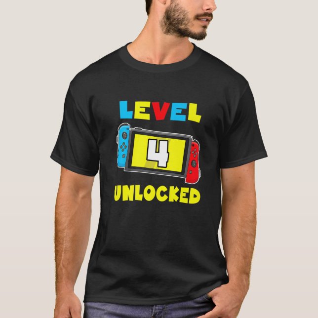 Camiseta Nivel 4 Desbloqueado 4º Juego De Videojuegos De Cu (Anverso)