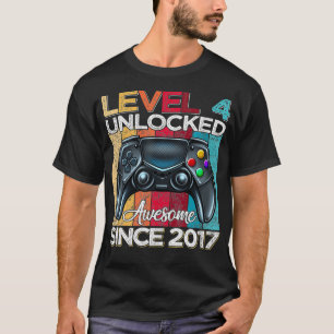 Camiseta Nivel 4 Desbloqueado desde 2017 Cuarto Cumpleaños 