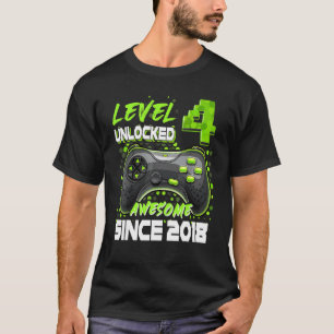 Camiseta Nivel 4 Desbloqueado desde 2018 Cuarto cumpleaños