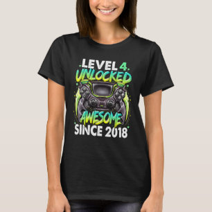Camiseta Nivel 4 Desbloqueado desde 2018 Cuarto Cumpleaños