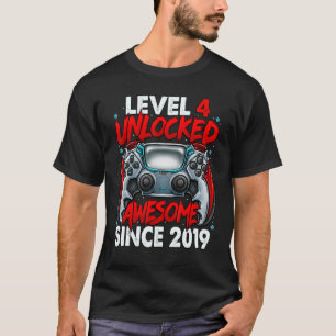 Camiseta Nivel 4 Desbloqueado desde 2019 Cuarto Cumpleaños