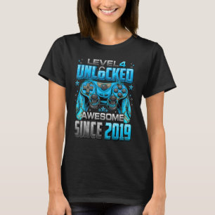 Camiseta Nivel 4 Desbloqueado desde 2019 Cuarto Cumpleaños