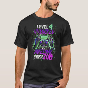 Camiseta Nivel 4 Desbloqueado desde 2019 Cuarto Cumpleaños