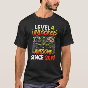 Camiseta Nivel 4 Desbloqueado desde 2019 Cuarto Cumpleaños
