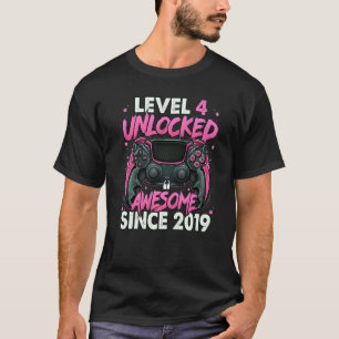 Camiseta Nivel 4 Desbloqueado desde 2019 Cuarto Cumpleaños