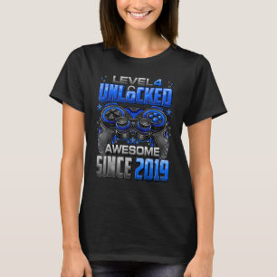 Camiseta Nivel 4 Desbloqueado desde 2019 Cuarto Cumpleaños 