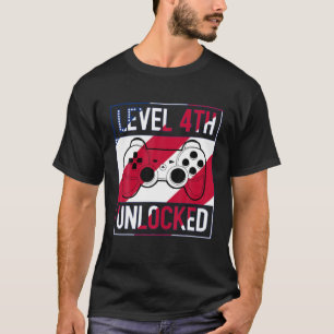 Camiseta Nivel 4 Desbloqueado Gracioso 4 De Julio Vide Juga